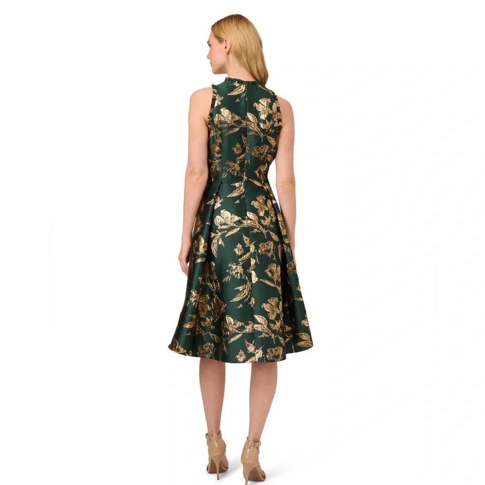 Adrianna Papell Women's Ruffled Metallic Jacquard Dress - Picture 2 of 5